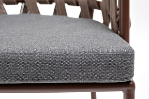 Стул 4SIS Диего из роупа, каркас коричневый (RAL8016) муар, роуп коричневый, ткань серая, садовая мебель