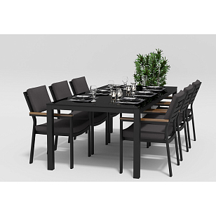 Обеденная зона Gardenini Calma 200 Карбон / Антрацит со стульями Bella, садовая мебель