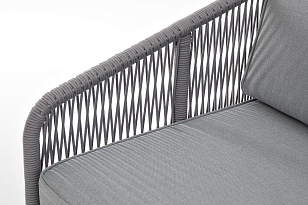 Диван модульный 4SIS Канны, каркас белый, роуп светло-серый, ткань светло-серая, садовая мебель