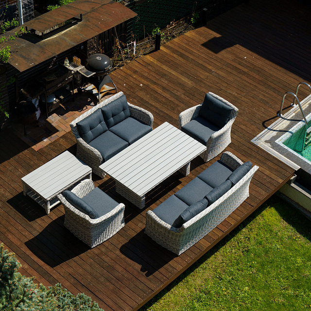 Лаунж зона Lite Venezia (2 дивана, 2 стола, 2 кресла) Цвет: серый 