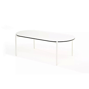 Журнальный стол 4SIS Диего 120х60, каркас белый муар, цвет молочный, садовая мебель