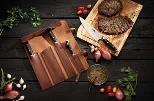 Кожаная скрутка Napoleon для ножей для приготовления пищи Кожаная скрутка Napoleon для ножей для сада