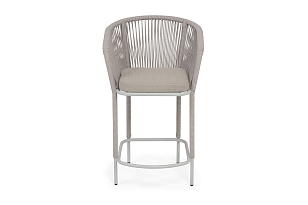Стул барный 4SIS Марсель, каркас светло-серый, роуп бежевый, ткань Mossle бежевая, садовая мебель