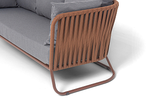 Диван 4SIS Багамы 3-местный, каркас коричневый муар, роуп BZ23-ED31, ткань темно-серая, садовая мебель