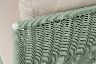 Диван 4SIS Фиджи 3-местный, каркас светло-серый муар, роуп зеленый, ткань Mossle бежевая, садовая мебель