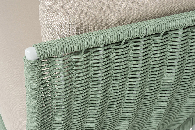 Диван 4SIS Фиджи 3-местный, каркас светло-серый муар, роуп зеленый, ткань Mossle бежевая 