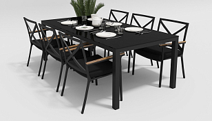 Обеденная зона Gardenini Calma Carbon 220 Черный со стульями Calma , садовая мебель