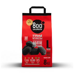 Угольные брикеты 800 DEGREES EXTRA LONG HEAT, 8 КГ для приготовления пищи Угольные брикеты 800 DEGREES EXTRA LONG HEAT, 8 КГ для сада