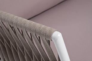 Правый модуль 4SIS Касабланка из роупа, каркас алюминий светло-серый муар, роуп серо-коричневый\, ткань бежевая 052, садовая мебель