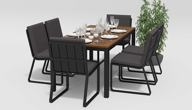 Обеденная зона Gardenini Bella Carbon Voglie 180 Цвет: Антрацит 