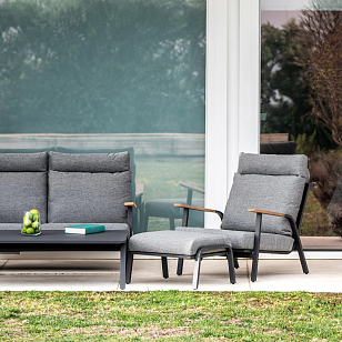 Комплект из кресла и пуфа Brafritid Malmo антрацит, серый, садовая мебель