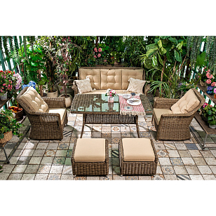 Лаунж зона Joygarden Opal с оттоманками, садовая мебель