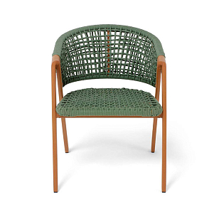 Стул 4SIS Амстердам, каркас под дерево, роуп зеленый, ткань зеленая, садовая мебель