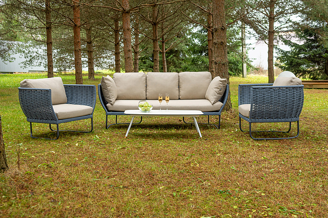 Лаунж-зона 4SIS Фиджи 5-местная, каркас темно-серый, роуп синий 