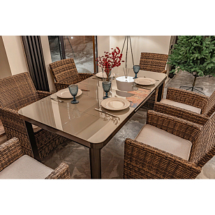 Обеденный комплект Lite Ludwig + Fiona коричневый для дачи Обеденный комплект Lite Ludwig + Fiona коричневый, садовая мебель