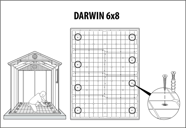 Пластиковый сарай Keter Darwin 6х8 серый 