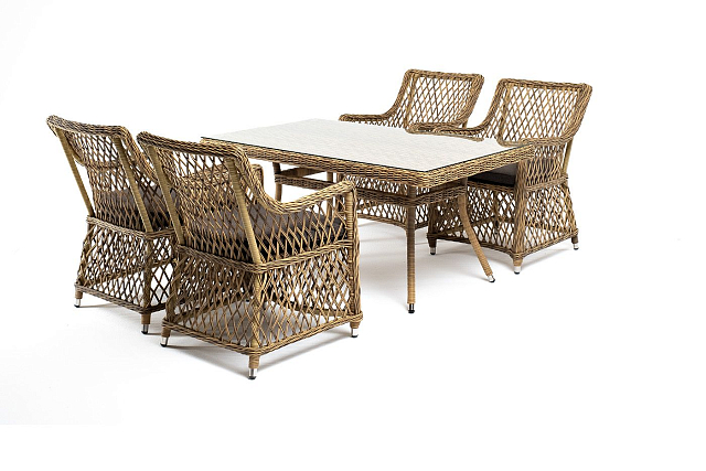 Обеденная группа 4SIS Латте-140 L, цвет соломенный 