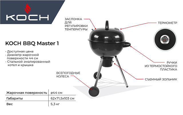 угольный гриль koch bbq master 1