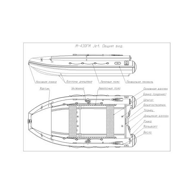 Лодка ПВХ Фрегат 430 FM Jet/L/S красная