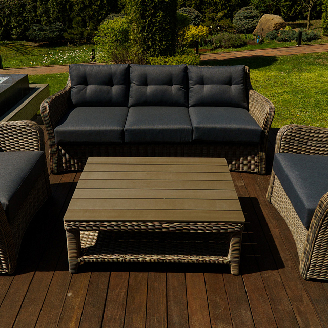 Лаунж зона Lite Venezia (3-местный диван, кофейный столик, 2 кресла) Цвет: коричневый 