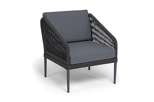 Лаунж-зона 4SIS Канны 4-местная со столиком Диего, цвет "серый гранит", роуп темно-серый, ткань темно-серая, садовая мебель