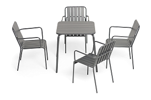 Обеденная группа на 4 персоны 4SIS Гелиос, цвет черно-белый, садовая мебель