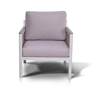 Кресло 4SIS Сан Ремо, каркас, каркас белый, роуп бежевый, ткань бежевая