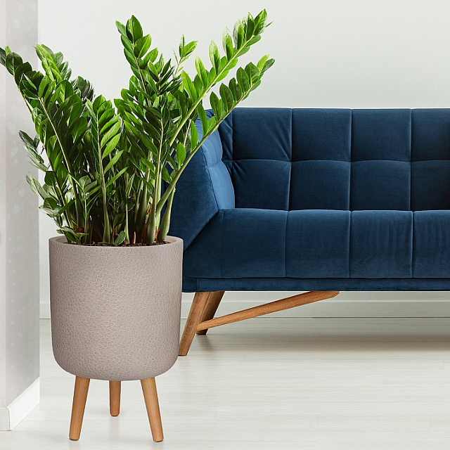 Кашпо Idealist Lite Урбан напольное круглое с подставкой D46 Цвет: серо-коричневый 