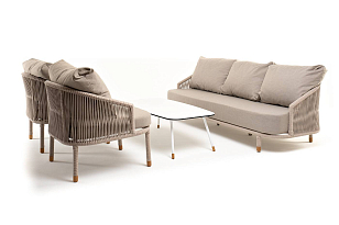 Лаунж-зона 4SIS Верона 5-местная, каркас белый, роуп бежевый, садовая мебель