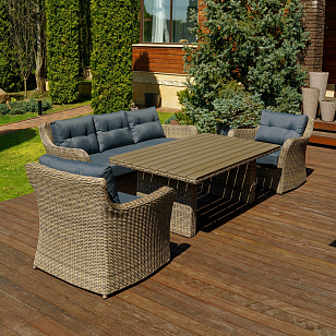 Лаунж стол Lite Venezia 180 коричневый, садовая мебель