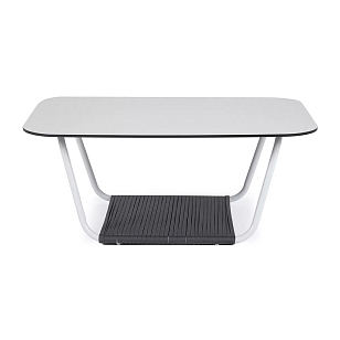 Стол журнальный 4SIS Гранада 90 х 60, каркас белый муар, роуп темно-серый, столешница молочная для дачи Стол журнальный 4SIS Гранада 90 х 60, каркас белый муар, роуп темно-серый, столешница молочная, садовая мебель