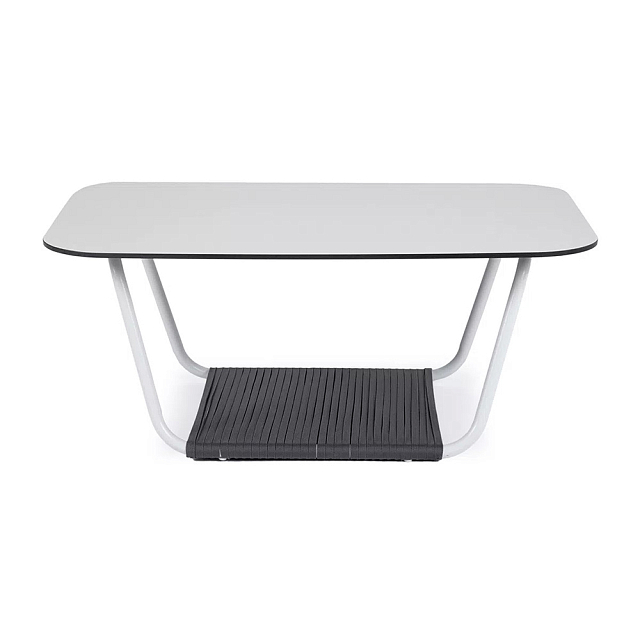 Стол журнальный 4SIS Гранада 90 х 60, каркас белый муар, роуп темно-серый, столешница молочная 