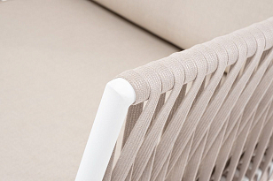 Кресло 4SIS Касабланка, каркас белый муар, роуп бежевый, ткань бежевая для дачи Кресло 4SIS Касабланка, каркас белый муар, роуп бежевый, ткань бежевая, садовая мебель