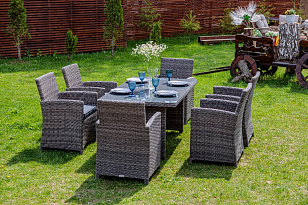 Обеденный комплект Lite Fiona серый для дачи Обеденный комплект Lite Fiona серый, садовая мебель