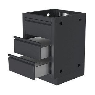 Тумба с двумя выдвижными ящиками и фальш-панелью 850 Черный для приготовления пищи Тумба с двумя выдвижными ящиками и фальш-панелью 850 Черный для сада