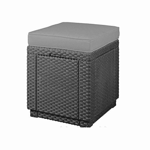 Пуф Keter Cube графит для дачи Пуф Keter Cube графит, садовая мебель