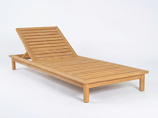 Шезлонг САПОРИ тик, светло-серый матрас, подушка, садовая мебель