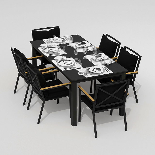 Обеденная группа Ideal Patio Dolla Festa Plus 180 Цвет: карбон, чёрный 