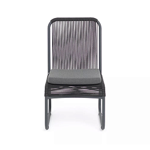 Стул из роупа 4SIS Ането, каркас темно-серый муар, роуп темно-серый, ткань темно-серая 027 для дачи Стул из роупа 4SIS Ането, каркас темно-серый муар, роуп темно-серый, ткань темно-серая 027, садовая мебель