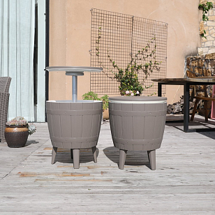 Стол мини-бар пластиковый Tagliamento Armona белый, тортора, садовая мебель