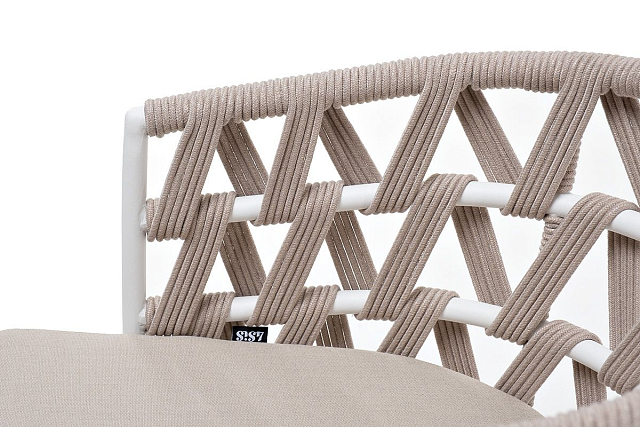 Стул 4SIS Диего из роупа, каркас белый муар, роуп бежевый, ткань бежевая 15052 