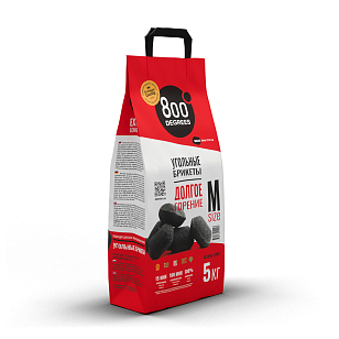 Угольные брикеты 800 DEGREES EXTRA LONG HEAT, 5 КГ для приготовления пищи Угольные брикеты 800 DEGREES EXTRA LONG HEAT, 5 КГ для сада