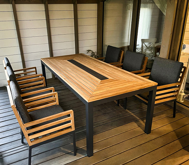 Стол Ideal Patio Egmont 220 Цвет: темно-серый, натуральный 