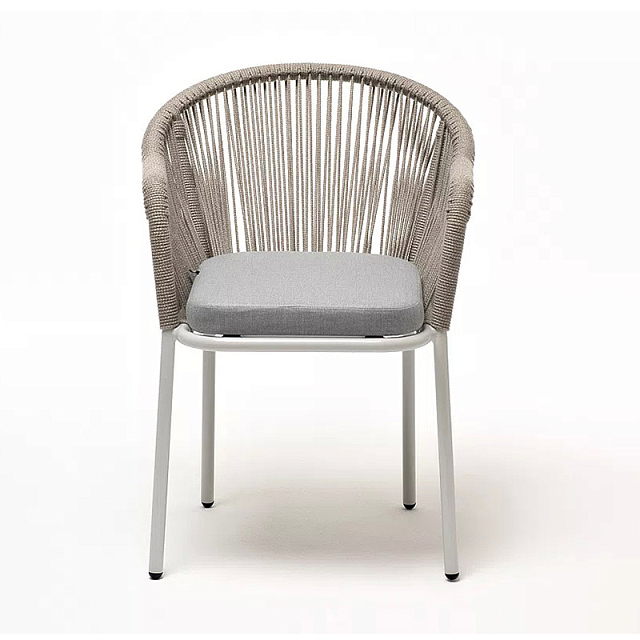 Стул 4SIS Лион, основание дуб, каркас светло-серый (RAL7035) муар, роуп серый меланж, ткань светло-серая 