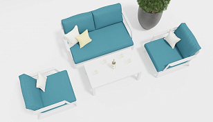 Лаунж зона Gardenini Voglie Белый / Голубой, садовая мебель