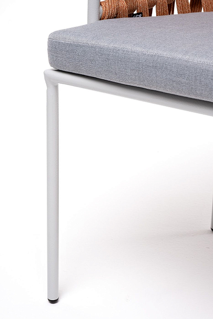 Стул 4SIS Диего из роупа, каркас светло-серый шагрень, роуп оранжевый меланж, ткань светло-серая 