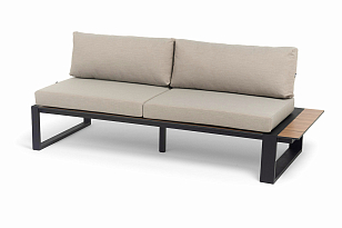 Модуль левый 4SIS Тулон, цвет "дуб", каркас черный муар, ткань бежевая, садовая мебель