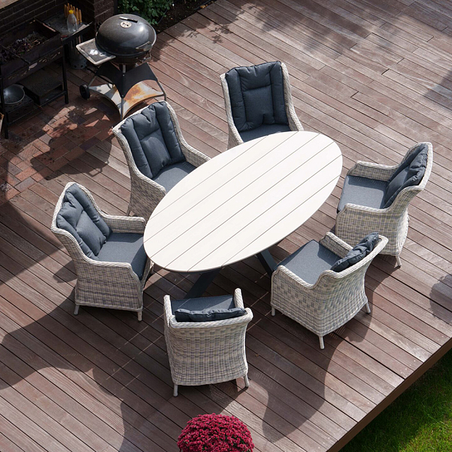 Обеденный комплект Lite Lugano и 6 кресел Bergamo Цвет: серый 