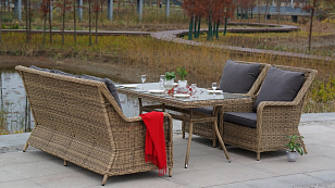 Обеденная группа 4SIS Гляссе, цвет соломенный, садовая мебель