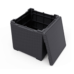 Ящик для хранения с крышкой Keter Vigo графит для дачи Ящик для хранения с крышкой Keter Vigo графит, садовая мебель